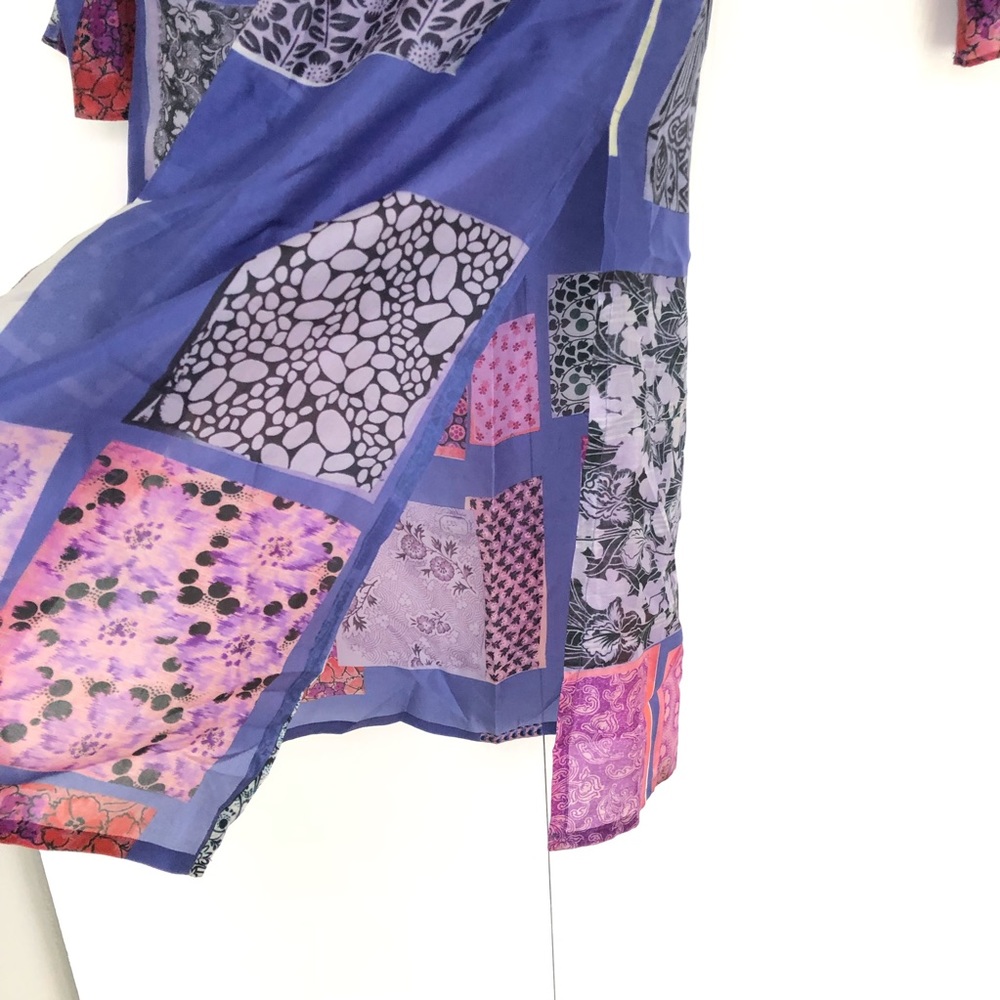Etro patchwork silk tunic dress/ shirt scarf print 3/4 sleeves multi purple boho - Picture 7 of 14